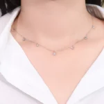 Round Cut Diamond Necklace Celestial Star Moon Station Style - Image 2