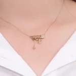Round Cut Diamond Pendant Necklace Safety Pin Multi-Charm Style - Image 4
