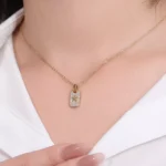 Round Cut Pendant Necklace Paved Star Rectangular Tag Style(pendant only) - Image 5