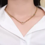 Princess Cut Emerald Necklace Anchor Chain Four Diamond Universal Clasps - Image 3