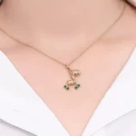 Round Cut Emerald Pendant Necklace Articulated Zebra Diamond Accents(Pendant Only) - Image 4