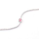 Emerald Pink Lab Gemstone Halo Tennis Bracelet - Image 4