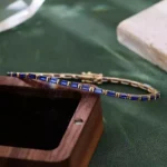 *6.5-inch 10K Gold 2.5x5mm Baguette Lab Sapphire Bracelet - Image 11