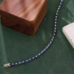 *6.5-inch 10K Gold 2.5x5mm Baguette Lab Sapphire Bracelet - Image 9