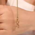 Two-Sided Infinity Buckle Pendant | 18K Gold Infinity Symbol with Diamond & Ruby Sides(pendant only) - Image 5