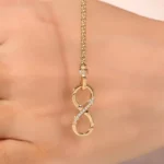 Two-Sided Infinity Buckle Pendant | 18K Gold Infinity Symbol with Diamond & Ruby Sides(pendant only) - Image 6