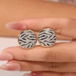 Zebra Contrast Studs | 18K Yellow Gold Stud Earrings with Diamond Accents - Image 4