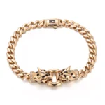 Double Leopard Head Bracelet | 18K Yellow Gold Pair with Diamond