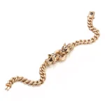 Double Leopard Head Bracelet | 18K Yellow Gold Pair with Diamond - Image 2