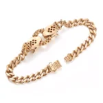 Double Leopard Head Bracelet | 18K Yellow Gold Pair with Diamond - Image 3