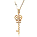 Round Cut Diamond Pendant Necklace Key Charm Colored Gemstone Accent(pendant only) - Image 2