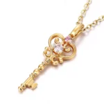 Round Cut Diamond Pendant Necklace Key Charm Colored Gemstone Accent(pendant only) - Image 3