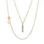 Round Cut Diamond Pendant Necklace Vertical Bar Charm Style(Pendant Only) - Image 2