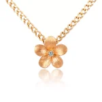 Round Diamond Pendant Necklace Textured Flower Clip-on Charm Style