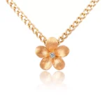 Round Diamond Pendant Necklace Textured Flower Clip-on Charm Style (not including chains)
