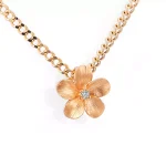 Round Diamond Pendant Necklace Textured Flower Clip-on Charm Style
