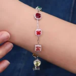 Vibrant Aline-Stone Lab Colored Gemstone Tennis Bracelet Design - Image 2