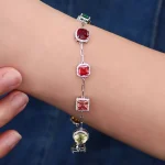 Vibrant Aline-Stone Lab Colored Gemstone Tennis Bracelet Design