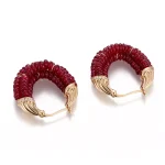 Ruby Cascade ​​Hoop earrings | 18K Yellow Gold Lab Diamond Clasp & Lab Ruby Beaded Strands​