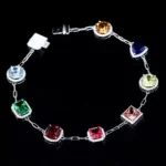 Vibrant Aline-Stone Lab Colored Gemstone Tennis Bracelet Design - Image 3