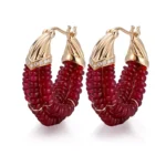 Ruby Cascade ​​Hoop earrings | 18K Yellow Gold Diamond Clasp & Ruby Beaded Strands​
