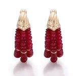 Ruby Cascade ​​Hoop earrings | 18K Yellow Gold Lab Diamond Clasp & Lab Ruby Beaded Strands​