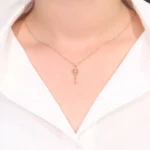 Round Cut Diamond Pendant Necklace Key Charm Colored Gemstone Accent(pendant only) - Image 4
