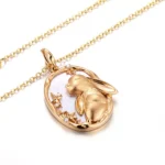 Rabbit and Star Pendant | Diamond Stars on 18K Yellow Gold over Mother-of-Pearl(Pendant Only) - Image 4