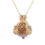 18K Yellow Gold Ruby Dog Pendant | Bow-Crowned Dog-shaped Charm (Pendant Only)​ - Image 2