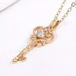 Round Cut Diamond Pendant Necklace Key Charm Colored Gemstone Accent(pendant only) - Image 6