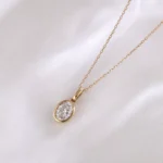 Oval Diamond Pendant | Bezel-Set Oval Lab Diamond in 18K Yellow Gold(pendant only) - Image 7