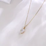 Oval-Cut Lab Diamond Pendant in 18K Yellow Gold With Round-Cut Lab Diamond (Pendant Only) - Image 6