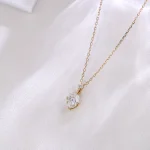Oval-Cut Lab Diamond Pendant in 18K Yellow Gold With Round-Cut Lab Diamond (Pendant Only)