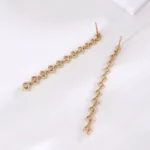 Twin Elegant Dangle Earrings | Round-Cut Lab Diamond Dangle Earrings in 18K Yellow Gold(Earring backs not included) - Image 6