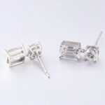 *Captivating VVS Moissanite Emerald and Round Cut Drop Earrings - Image 4