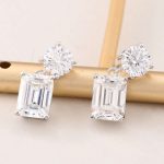 Captivating VVS Moissanite Emerald&Round Cut Drop Earrings