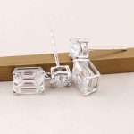 Captivating VVS Moissanite Emerald&Round Cut Drop Earrings