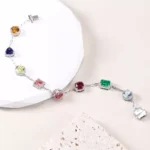Vibrant Aline-Stone Lab Colored Gemstone Tennis Bracelet Design - Image 4
