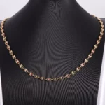18K Yellow Gold Pig-Nose Chain ​| Interlocked Hoop Gemstone Necklace - Image 5