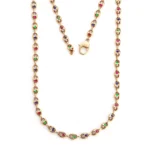 18K Yellow Gold Pig-Nose Chain ​| Interlocked Hoop Gemstone Necklace