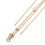 18K Yellow Gold Leopard Majesty Necklace | Diamond-Accented Feline Head on Chain​ - Image 3