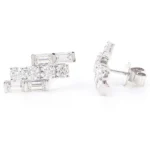 *Gorgeous stepped arrangement Moissanite Stud Earrings - Image 2