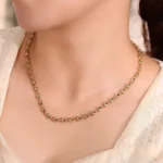 18K Yellow Gold Pig-Nose Chain ​| Interlocked Hoop Gemstone Necklace - Image 6