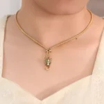 18K Yellow Gold Leopard Majesty Necklace | Diamond-Accented Feline Head on Chain​ - Image 4