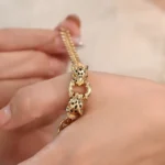 Double Leopard Head Bracelet | 18K Yellow Gold Pair with Diamond - Image 7
