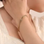 Monaco Lab Diamond Link H-Bracelet | 18K Yellow Gold Lab Diamond Chain with Pave Links​​