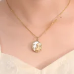 Rabbit and Star Pendant | Diamond Stars on 18K Yellow Gold over Mother-of-Pearl(Pendant Only) - Image 5