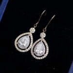 **double halo design:Gorgeous 1CT Pear Cut Moissanite Drop Earrings - Image 4