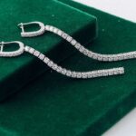 *Chic Linear Drop Earrings – 14K White Gold, Moissanite Cascade - Image 4