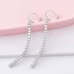 *Chic Linear Drop Earrings – 14K White Gold, Moissanite Cascade - Image 6